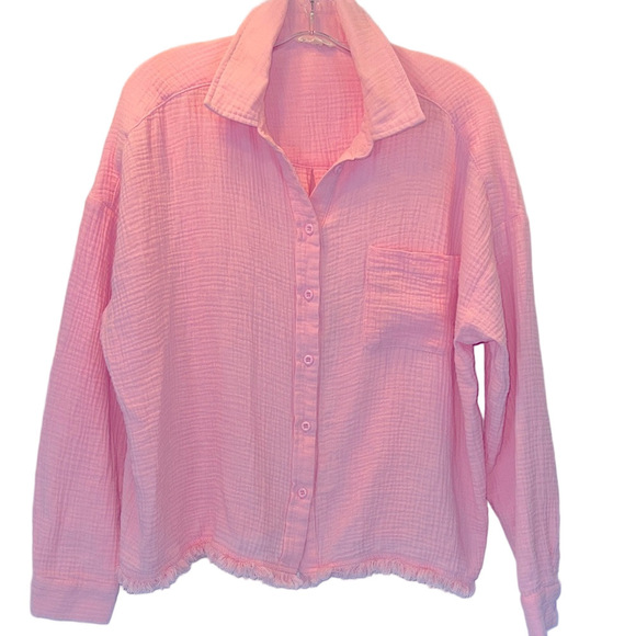 eesome Tops - ee:some Casual Pink Textured Over Shirt, SZ Small